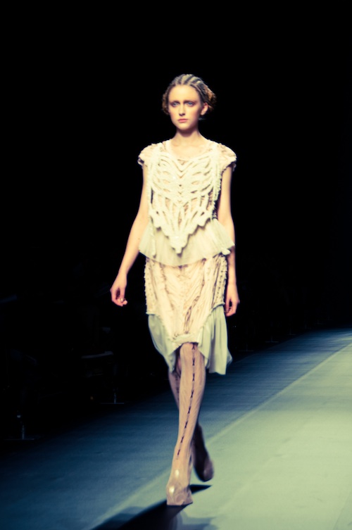 white exoskeleton dress