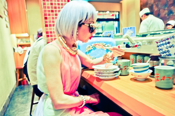 eating sushi